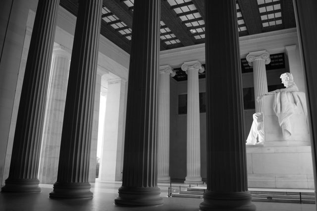 Lincoln Memorial in morning light — black and white · 11