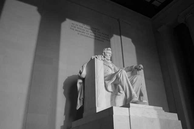 Lincoln Memorial in morning light — black and white · 07