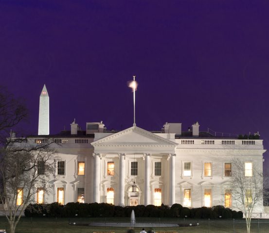 The White House at night